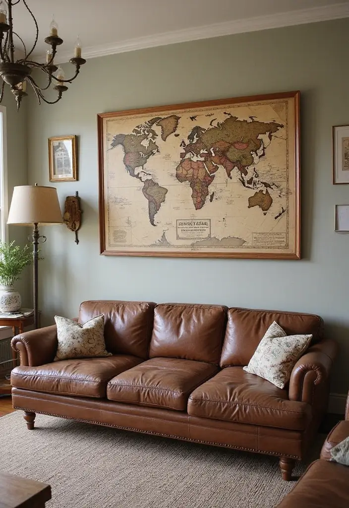 29 Home Decor Ideas: Living Room Traditional Wall Art Styles - 14. Old World Maps