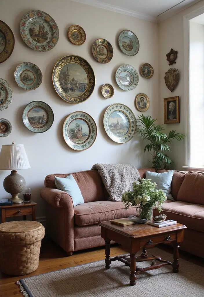 29 Home Decor Ideas: Living Room Traditional Wall Art Styles - 17. Artistic Wall Plates