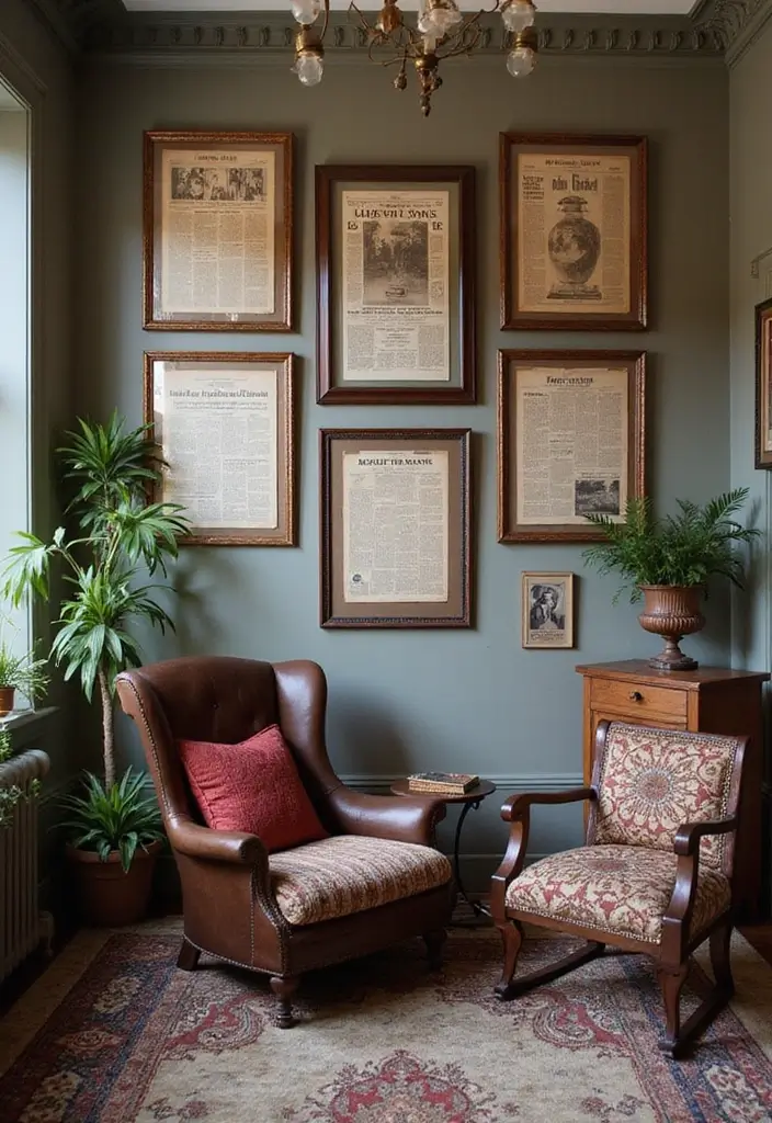 29 Home Decor Ideas: Living Room Traditional Wall Art Styles - 18. Old Newspaper Clippings