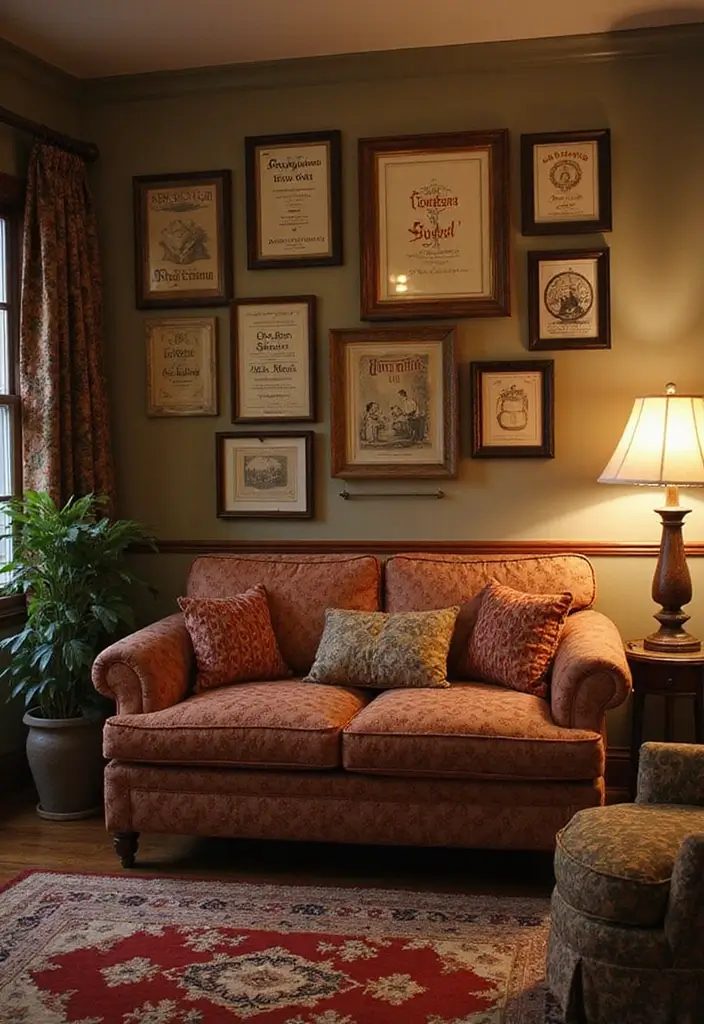 29 Home Decor Ideas: Living Room Traditional Wall Art Styles - 21. Vintage Book Covers