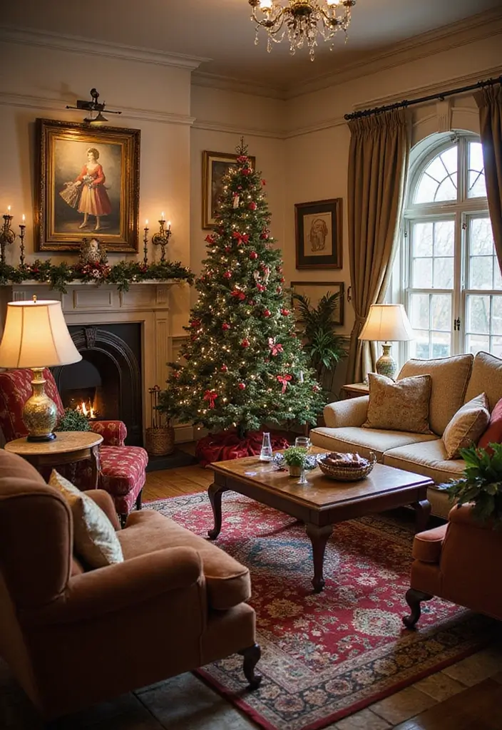 29 Home Decor Ideas: Living Room Traditional Wall Art Styles - 24. Vintage Holiday Decor