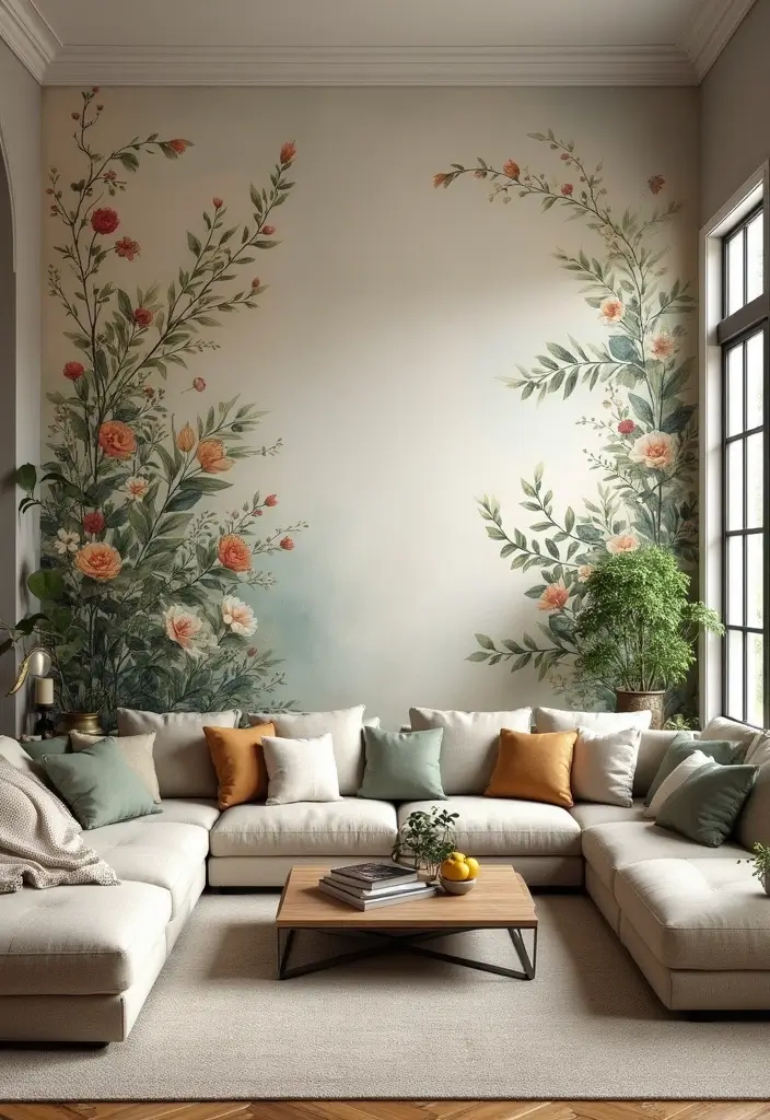 29 Home Decor Ideas: Living Room Traditional Wall Art Styles - 25. Botanical Wall Murals