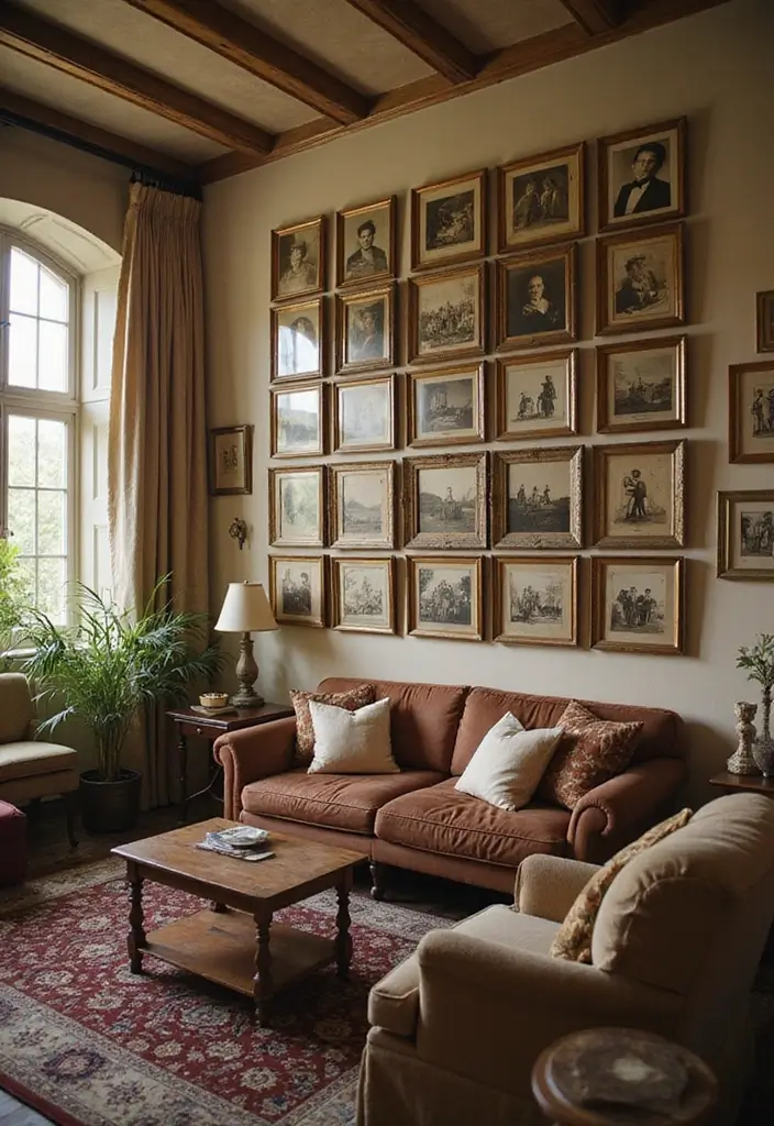 29 Home Decor Ideas: Living Room Traditional Wall Art Styles - 27. Timeworn Photographic Collages