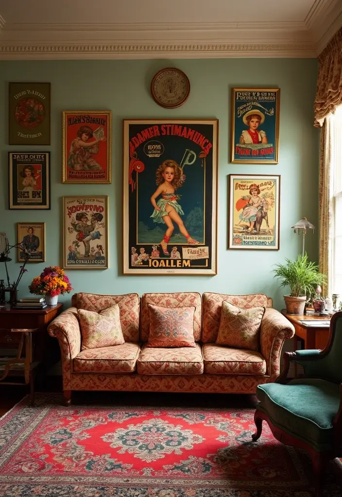 29 Home Decor Ideas: Living Room Traditional Wall Art Styles - 7. Vintage Advertising Art