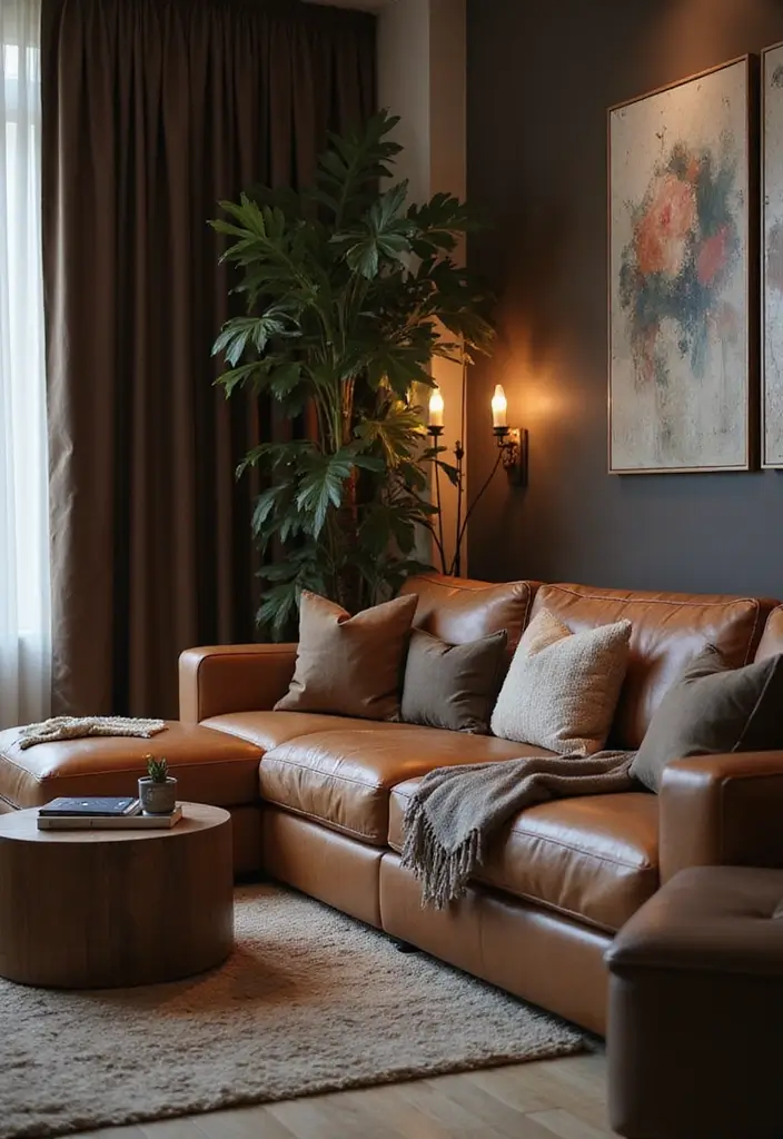 29 Living Room Sectional Ideas That Maximize Comfort and Space - 11. Sleek Leather Options