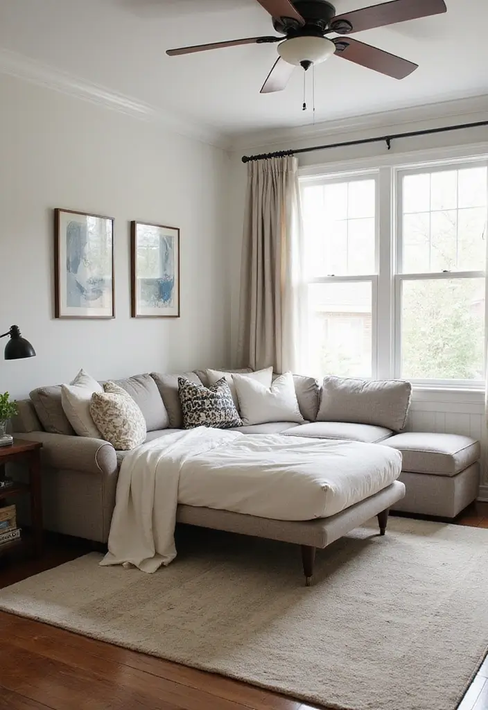 29 Living Room Sectional Ideas That Maximize Comfort and Space - 13. Cozy Sleeper Sectionals