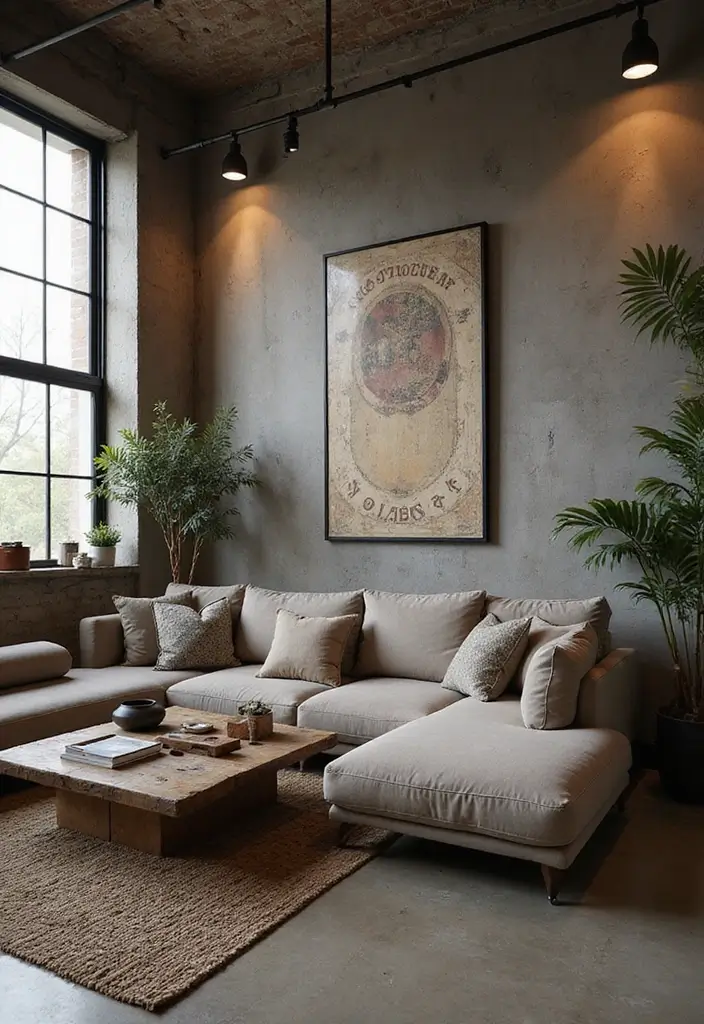 29 Living Room Sectional Ideas That Maximize Comfort and Space - 15. Industrial Chic
