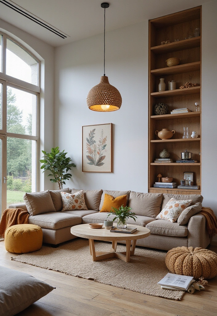 29 Living Room Sectional Ideas That Maximize Comfort and Space - 21. Artistic Arrangements