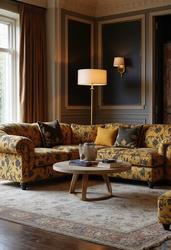 29 Living Room Sectional Ideas That Maximize Comfort and Space - 26. Art Deco Inspiration