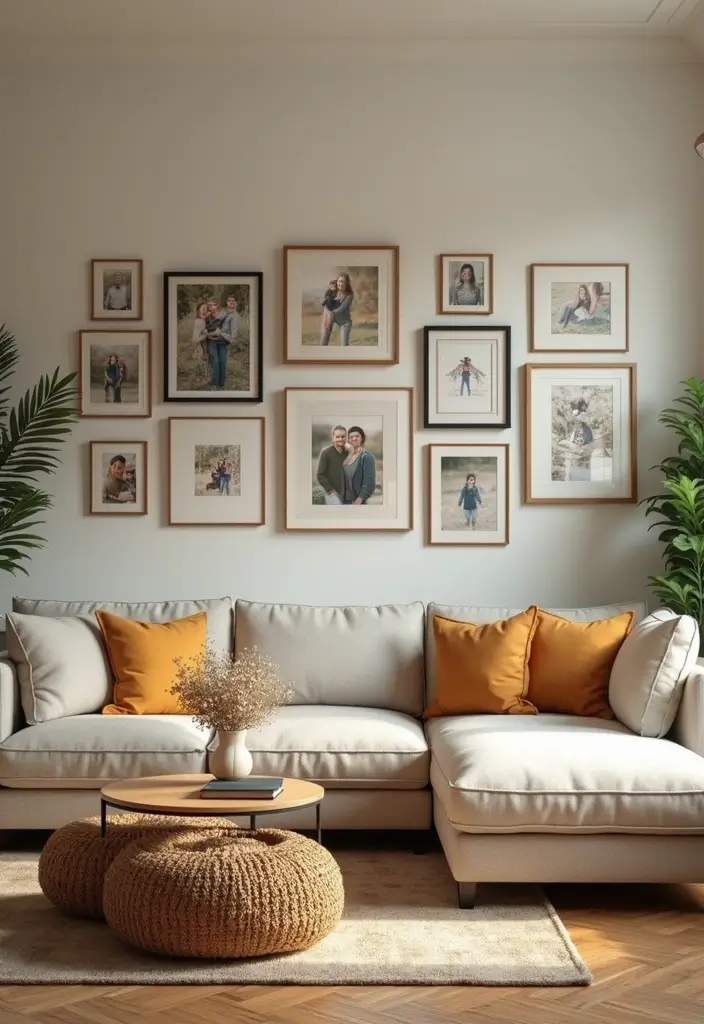 29 Living Room Sectional Ideas That Maximize Comfort and Space - 27. Personalized Décor