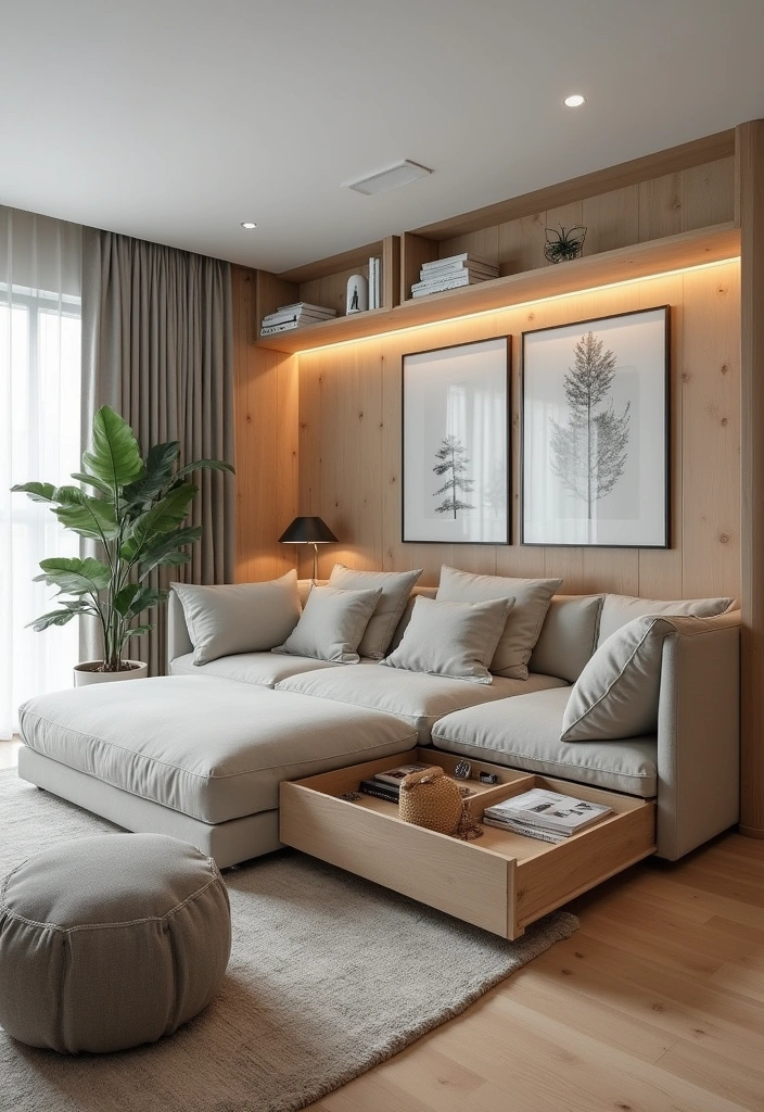 29 Living Room Sectional Ideas That Maximize Comfort and Space - 9. Multi-Functional Designs