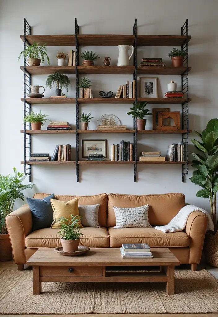 29 Living Room Shelving Ideas the Wall That Add Function and Style - 20. Oversized Shelves: Go Big or Go Home