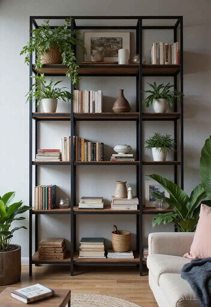 29 Living Room Shelving Ideas the Wall That Add Function and Style - 5. Industrial Shelving: Raw and Stylish