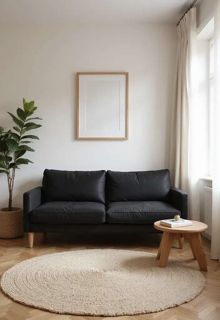 29 Living Room With Black Couch Ideas That Feel Modern and Sleek - 15. Warm Neutrals