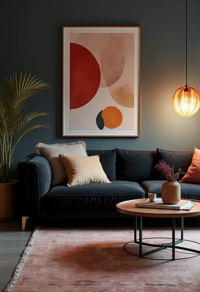 29 Living Room With Black Couch Ideas That Feel Modern and Sleek - 29. Unique Focal Points