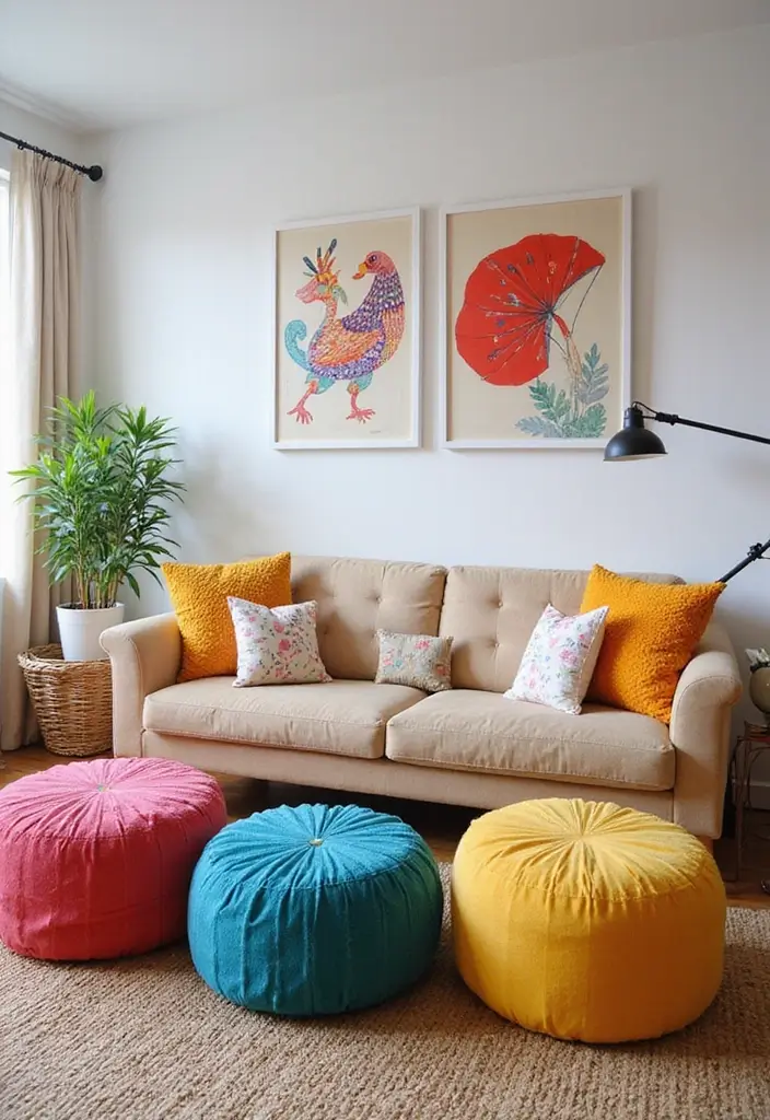 29 Pink and Yellow Living Room Ideas That Feel Cheerful and Bold - 17. Fun and Whimsical Decor