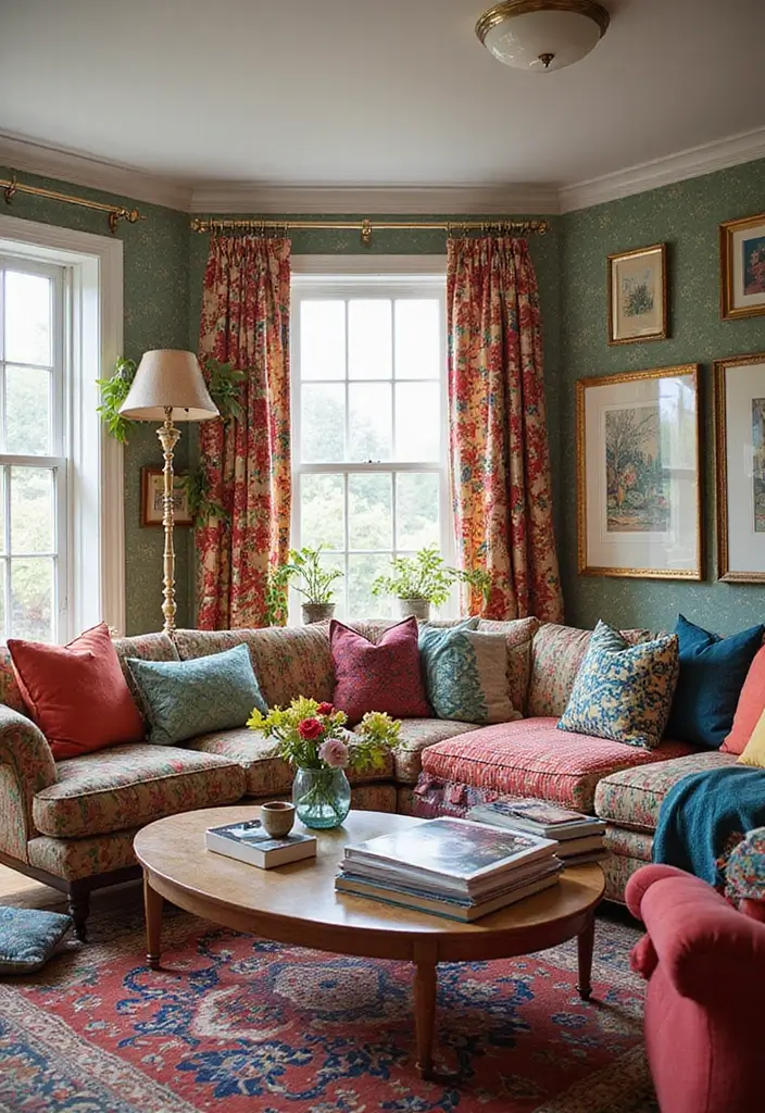 29 Pink and Yellow Living Room Ideas That Feel Cheerful and Bold - 18. Mixing Patterns for Eclectic Vibes