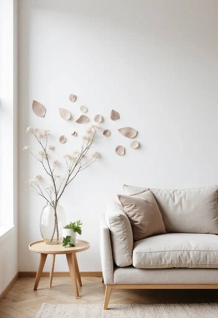 29 Simple Living Room Wall Decor Ideas That Look Clean and Elegant - 13. Minimalist Wall Stickers