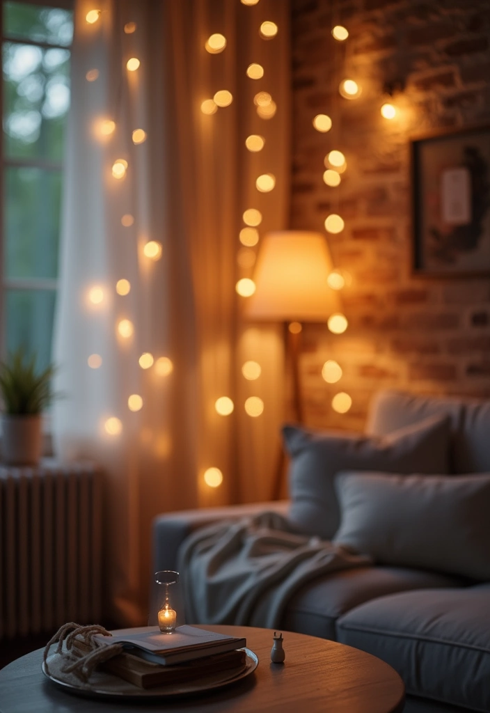 29 Simple Living Room Wall Decor Ideas That Look Clean and Elegant - 18. Ethereal Light Displays