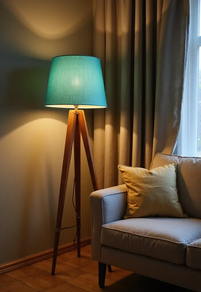 29 Teal Living Room Decor Ideas That Feel Calm and Inviting - 10. Teal Lighting Fixtures