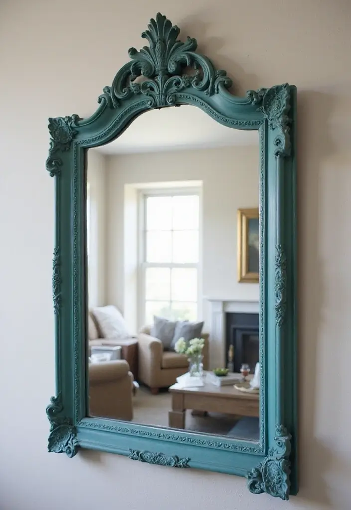 29 Teal Living Room Decor Ideas That Feel Calm and Inviting - 13. Teal Mirrors