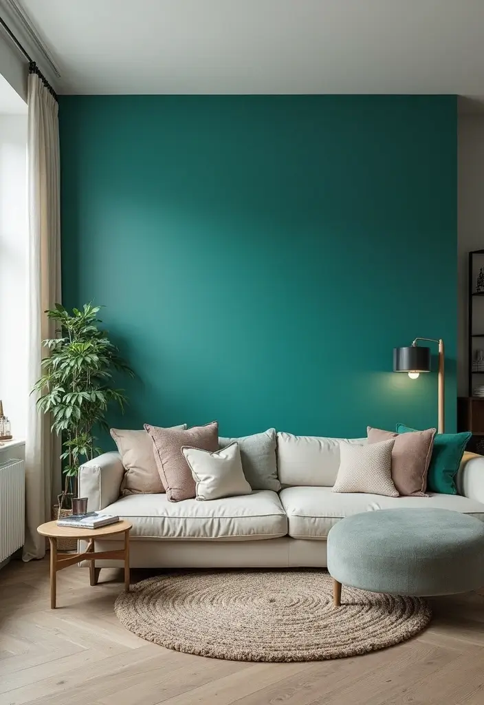 29 Teal Living Room Decor Ideas That Feel Calm and Inviting - 15. Teal Accent Walls