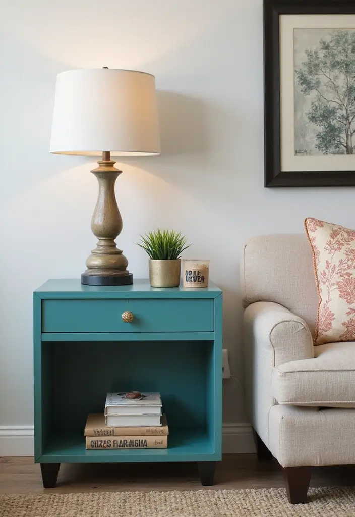 29 Teal Living Room Decor Ideas That Feel Calm and Inviting - 19. Teal Side Tables
