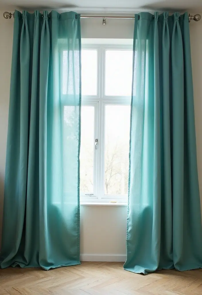 29 Teal Living Room Decor Ideas That Feel Calm and Inviting - 4. Teal Curtains