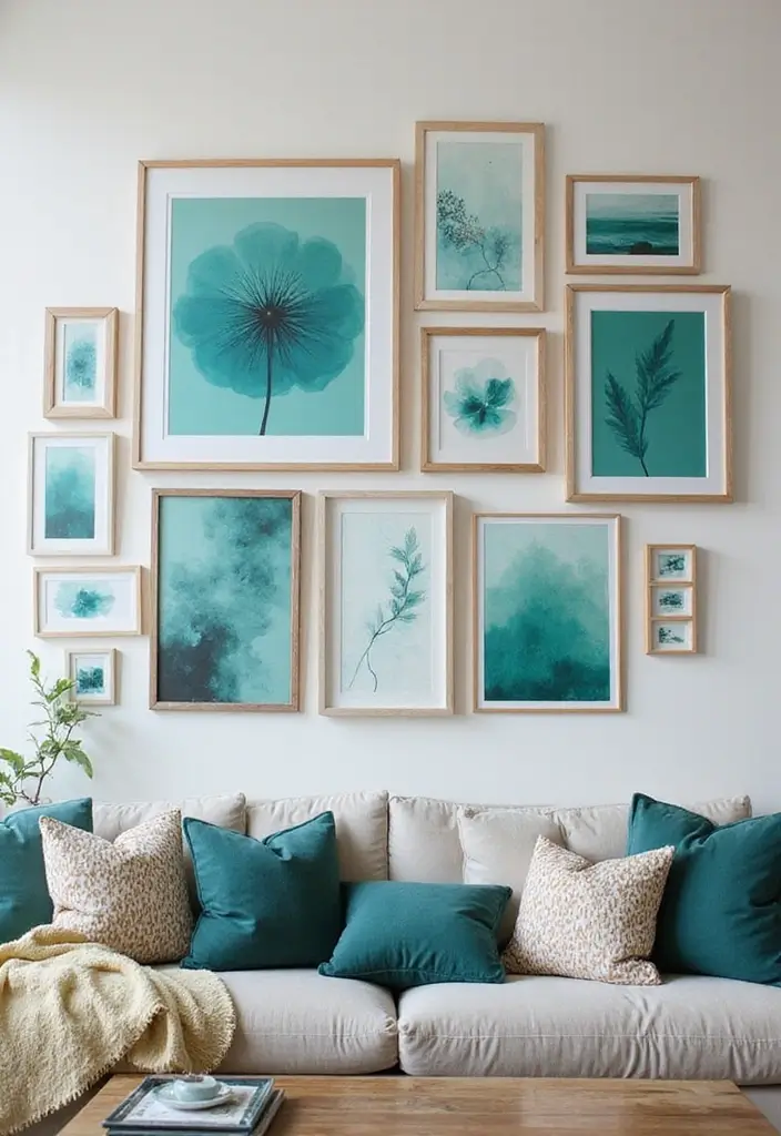29 Teal Living Room Decor Ideas That Feel Calm and Inviting - 6. Teal Artwork