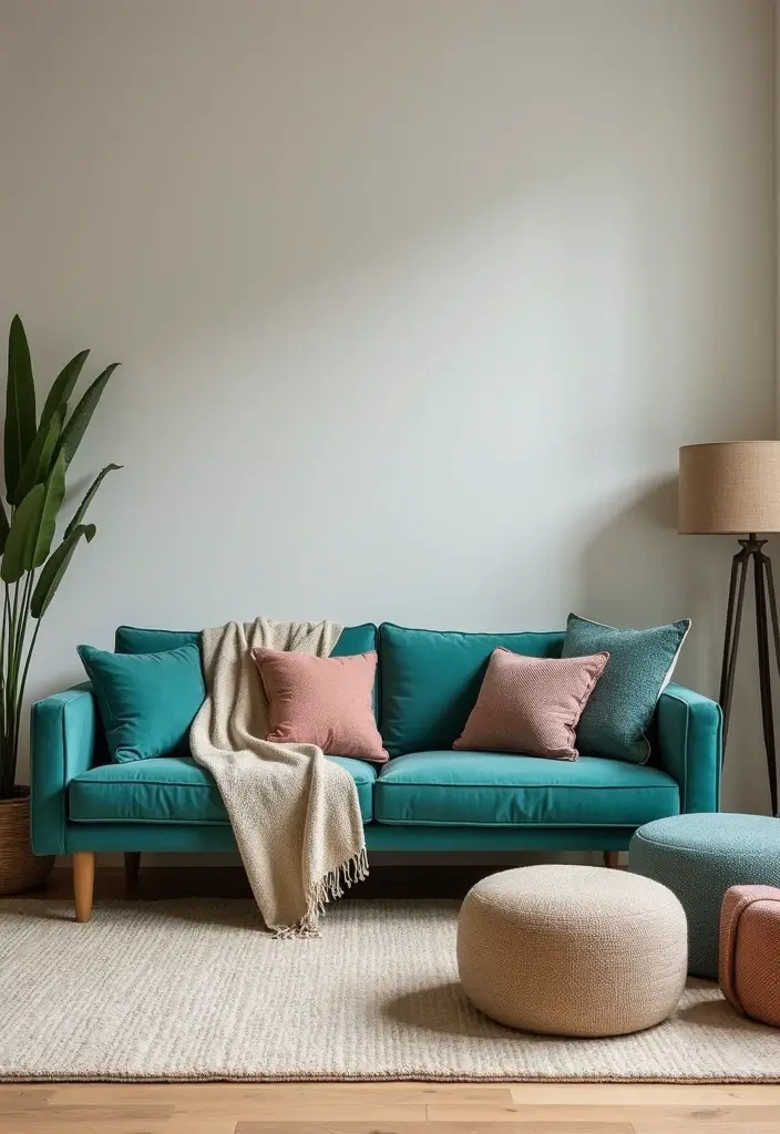 29 Teal Living Room Decor Ideas That Feel Calm and Inviting - 8. Teal Sofa