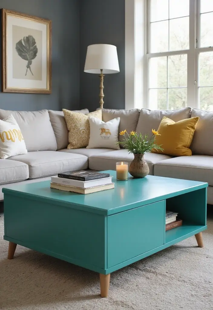 29 Teal Living Room Decor Ideas That Feel Calm and Inviting - 9. Teal Coffee Tables
