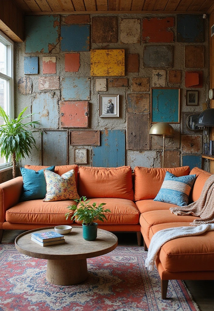 29 Textured Accent Walls in Living Room Ideas That Add Depth and Warmth - 15. Eclectic Mix of Textures