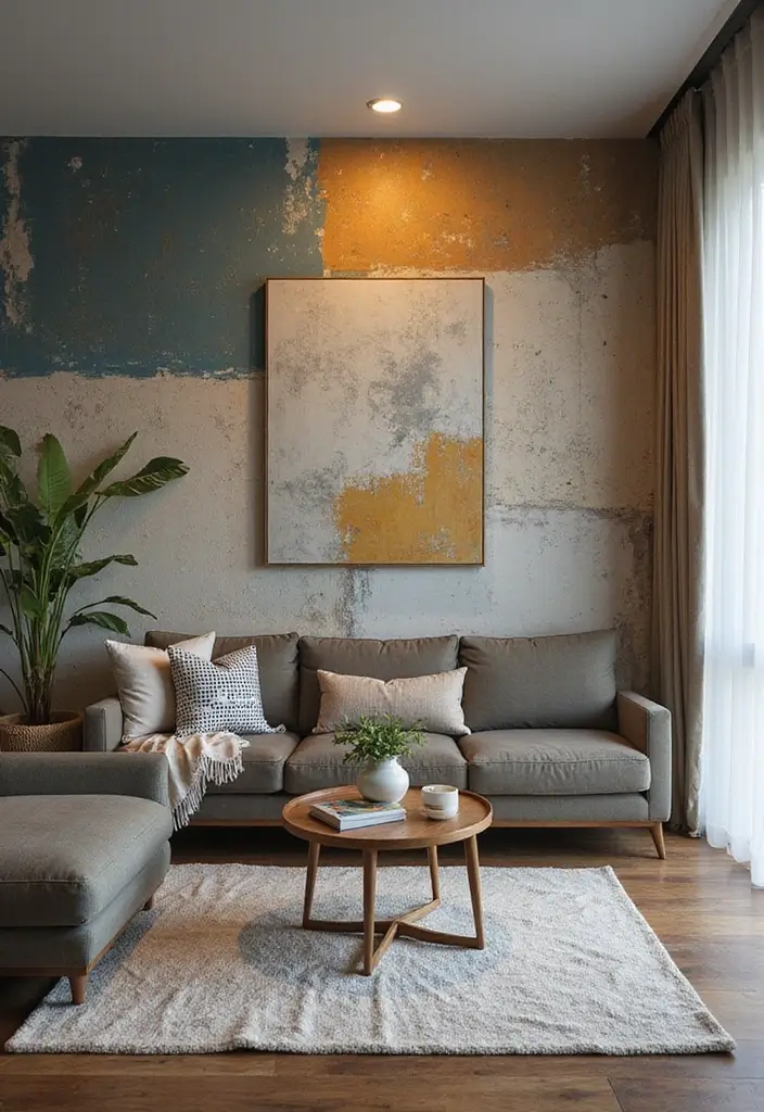 29 Textured Accent Walls in Living Room Ideas That Add Depth and Warmth - 2. Textured Paint Techniques