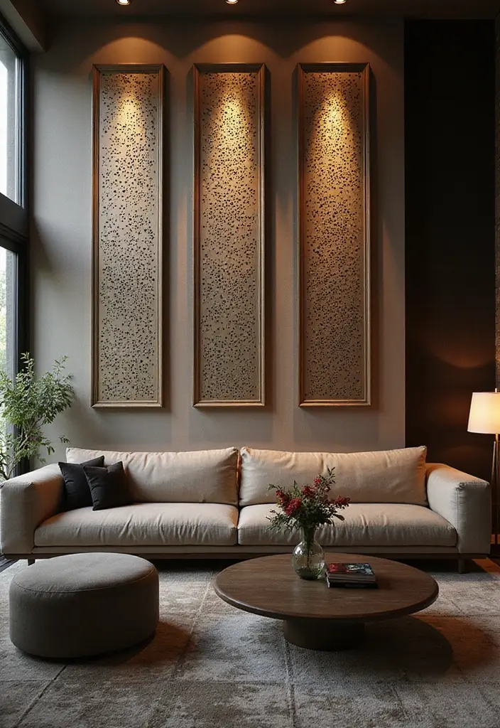 29 Textured Accent Walls in Living Room Ideas That Add Depth and Warmth - 20. Laser-Cut Panels