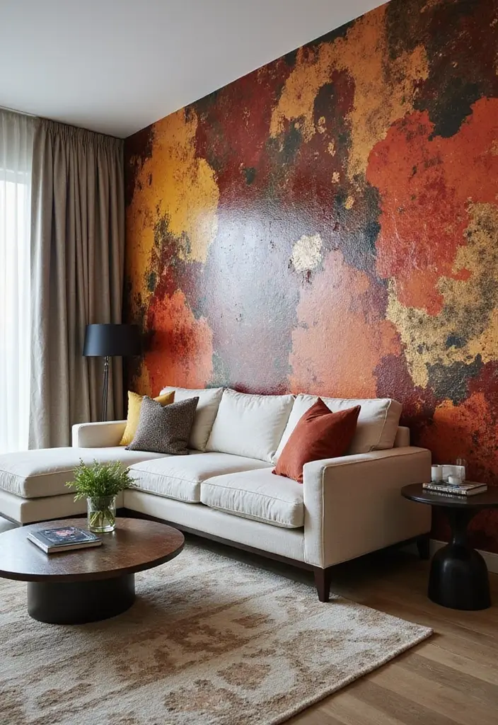 29 Textured Accent Walls in Living Room Ideas That Add Depth and Warmth - 21. Poured Resin Accents