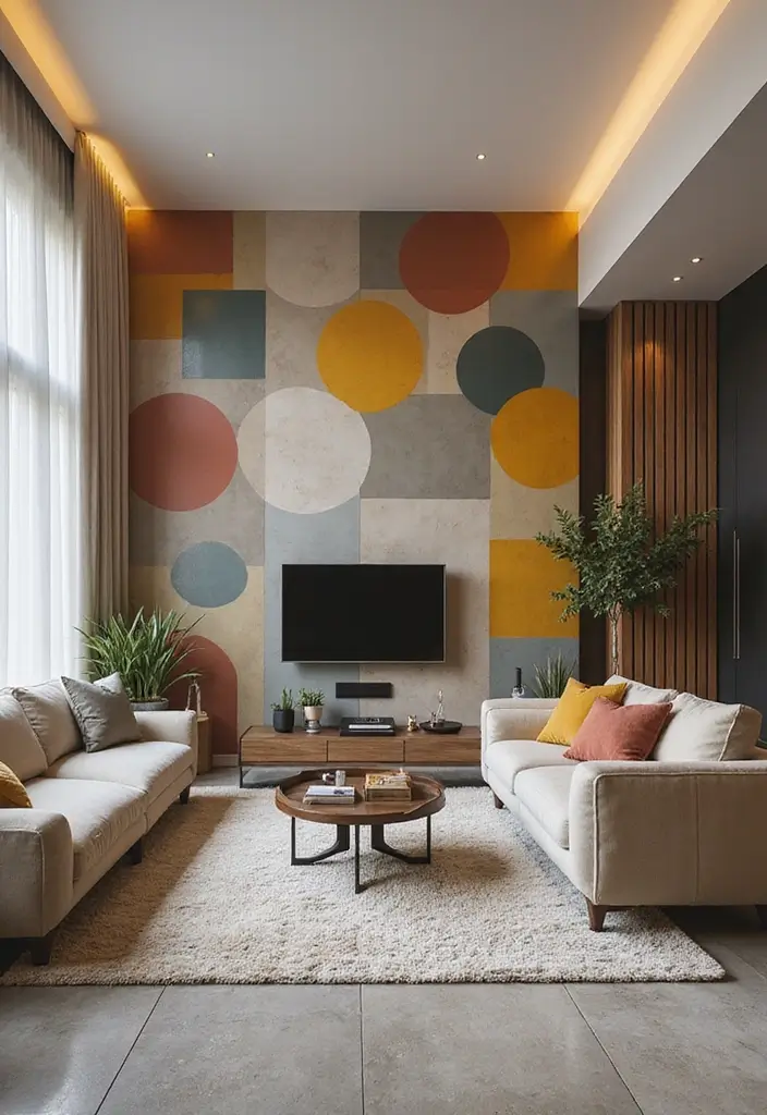 29 Textured Accent Walls in Living Room Ideas That Add Depth and Warmth - 4. Geometric Wall Panels
