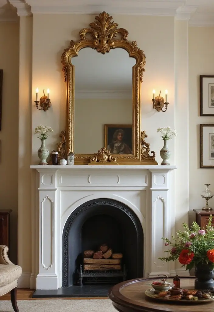 29 Wall Mirror Ideas Living Room Decor That Brighten Any Space - 11. Vintage Trumeau Mirrors