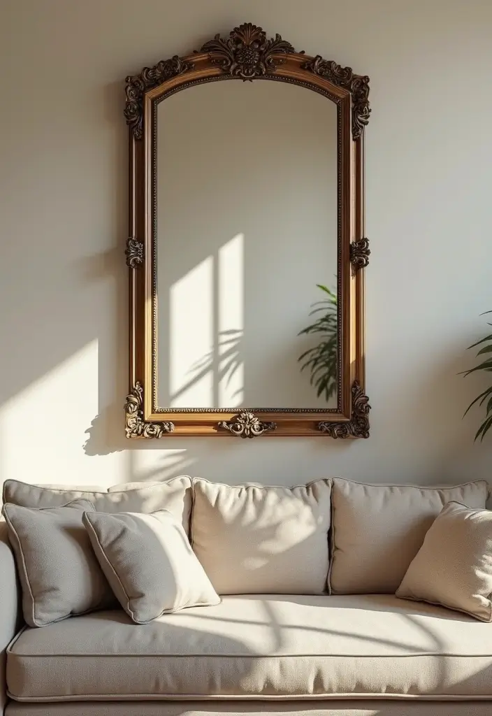 29 Wall Mirror Ideas Living Room Decor That Brighten Any Space - 13. Vintage Rectangular Mirrors