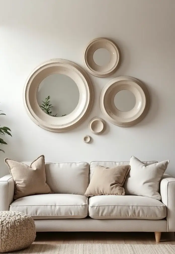 29 Wall Mirror Ideas Living Room Decor That Brighten Any Space - 14. Vintage Bubble Mirrors