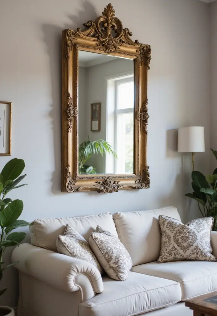 29 Wall Mirror Ideas Living Room Decor That Brighten Any Space - 20. Vintage Parisian Mirrors