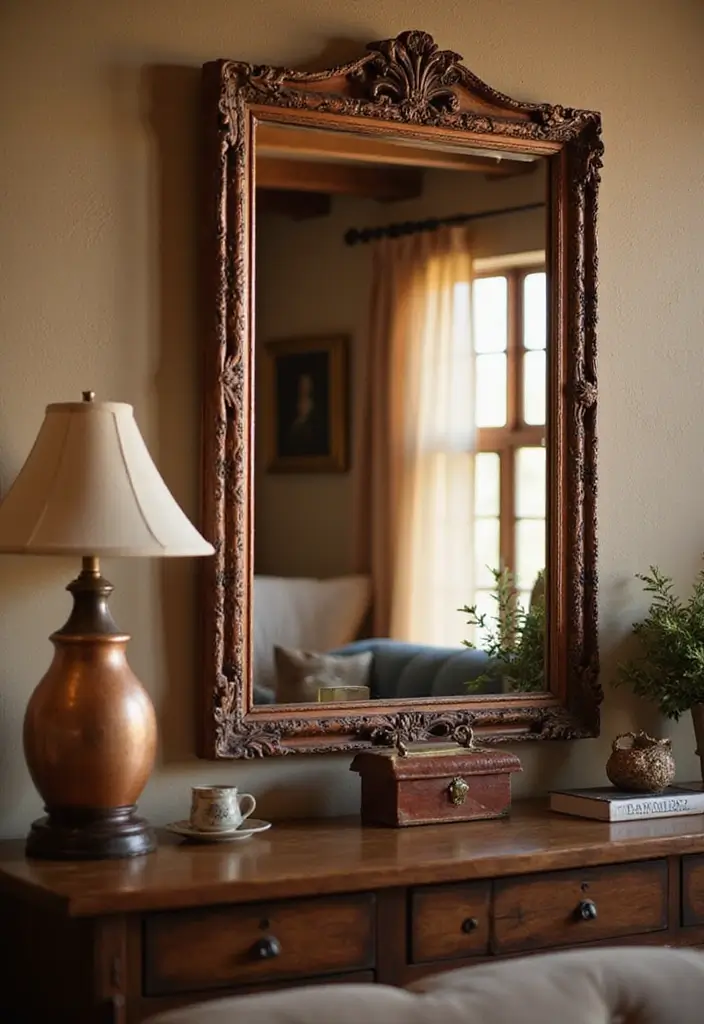 29 Wall Mirror Ideas Living Room Decor That Brighten Any Space - 25. Vintage Copper Mirrors