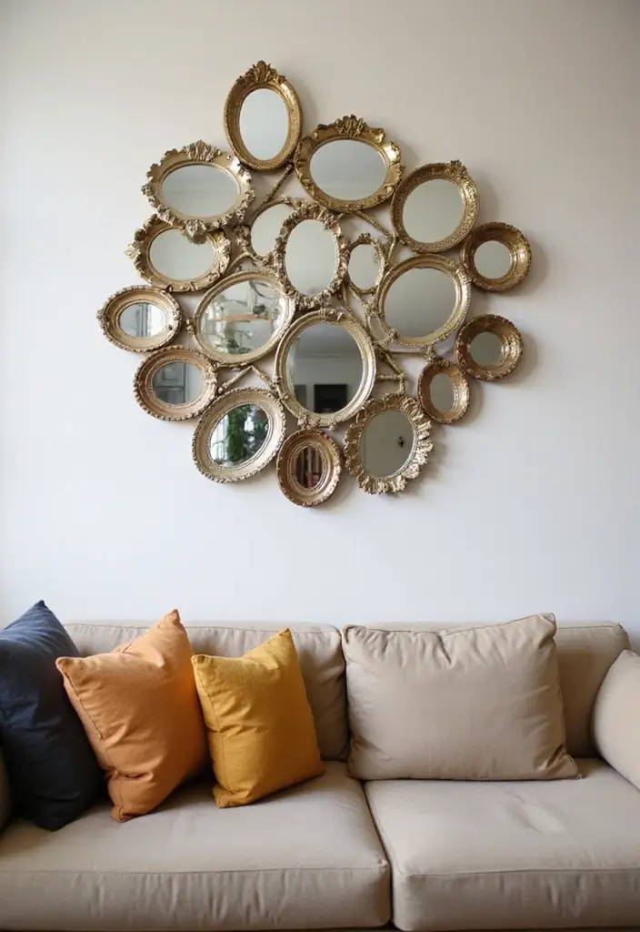 29 Wall Mirror Ideas Living Room Decor That Brighten Any Space - 26. Vintage Prism Mirrors