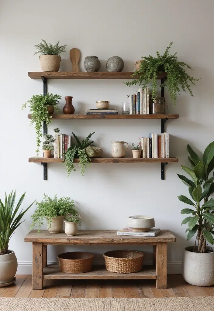 29 Western Living Room Ideas That Bring Rustic Cowboy Charm - 15. Rustic Shelving for Display