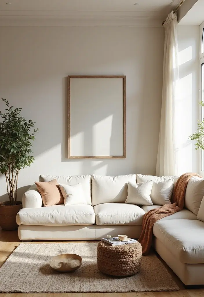 29 White Sofa Living Room Ideas That Feel Bright and Airy - 12. Warm Neutrals