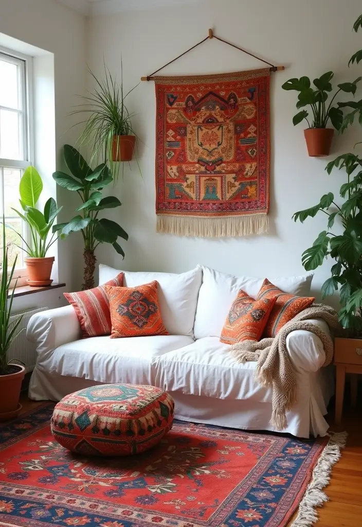 29 White Sofa Living Room Ideas That Feel Bright and Airy - 2. Bohemian Bliss