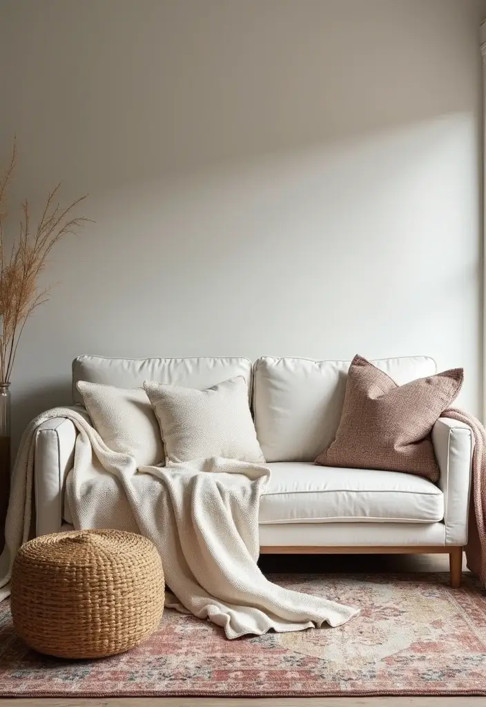 29 White Sofa Living Room Ideas That Feel Bright and Airy - 23. Textured Layers