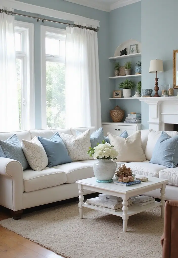 29 White Sofa Living Room Ideas That Feel Bright and Airy - 4. Coastal Comfort