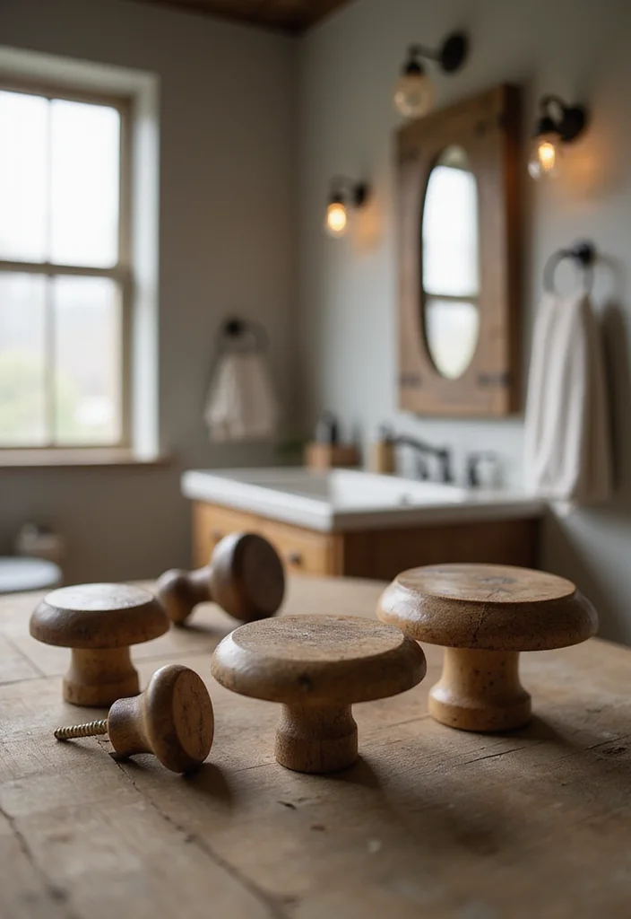 12 Bathroom Cabinet Knob Ideas For A Fresh Look - 1. Reclaimed Wood Knobs