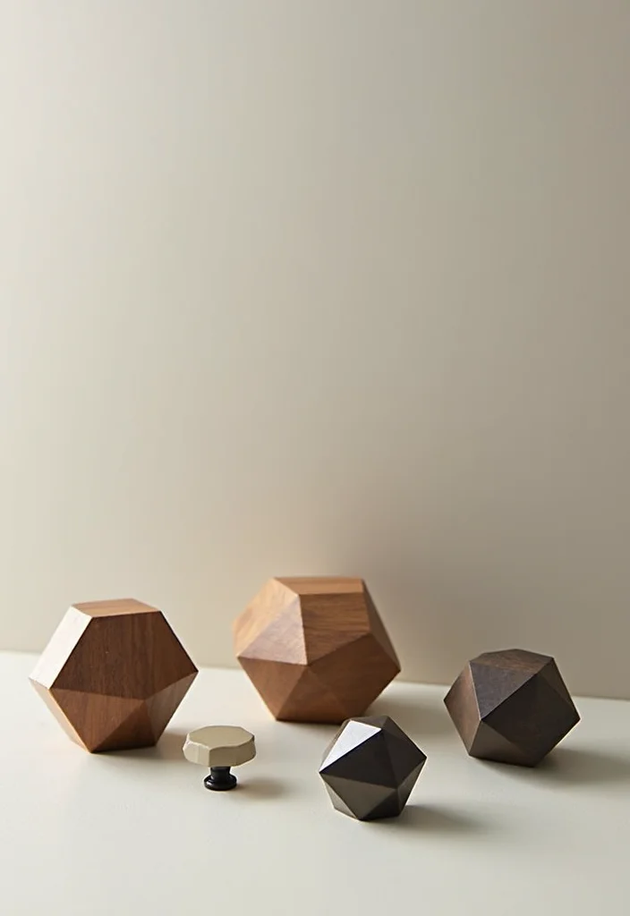 12 Bathroom Cabinet Knob Ideas For A Fresh Look - 11. Geometric Shaped Knobs