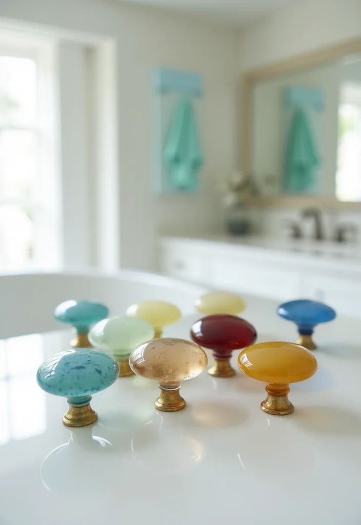 12 Bathroom Cabinet Knob Ideas For A Fresh Look - 2. Glass Knobs with a Twist
